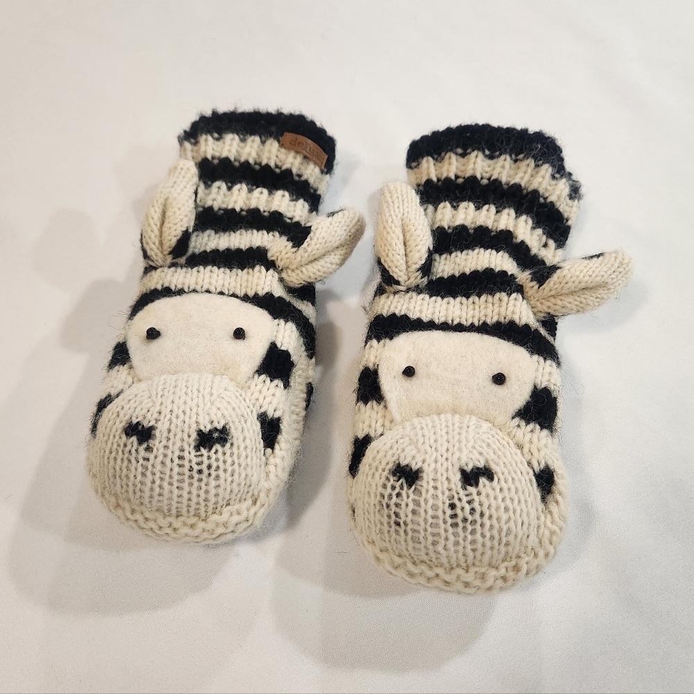 deLux KnitWits Wool Ziggy Zebra Mittens ❄️